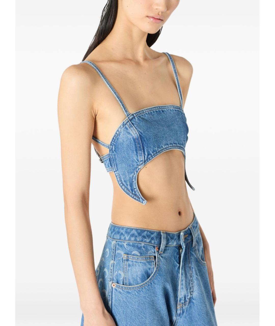 MARINE SERRE Голубая хлопковая майка, фото 5