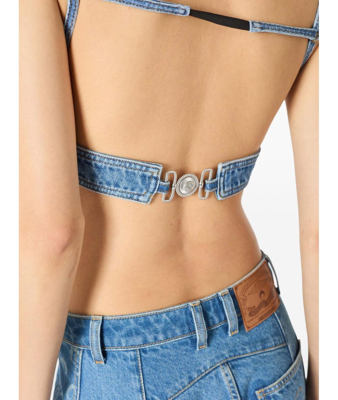 MARINE SERRE Голубая хлопковая майка, фото 4