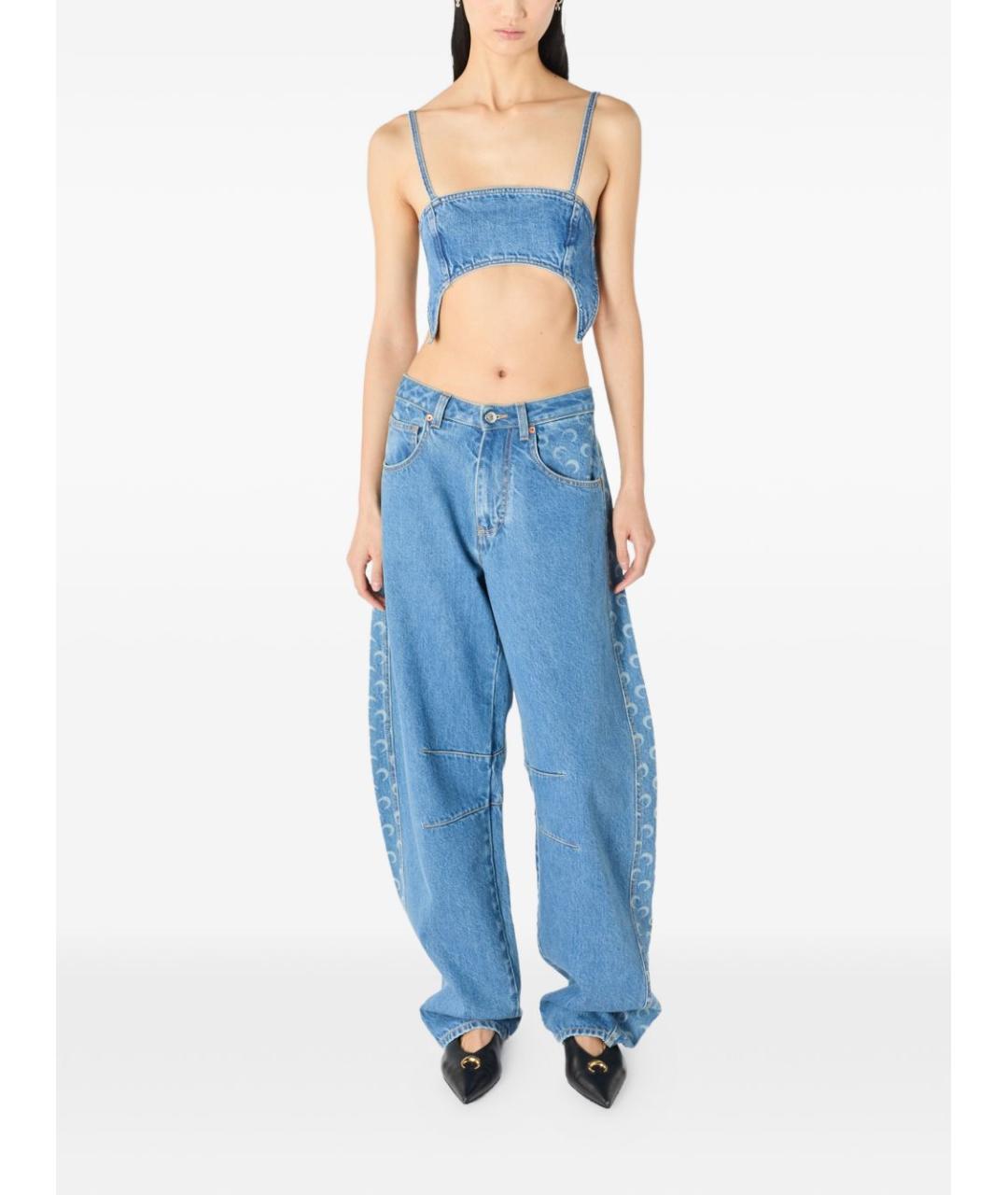 MARINE SERRE Голубая хлопковая майка, фото 2