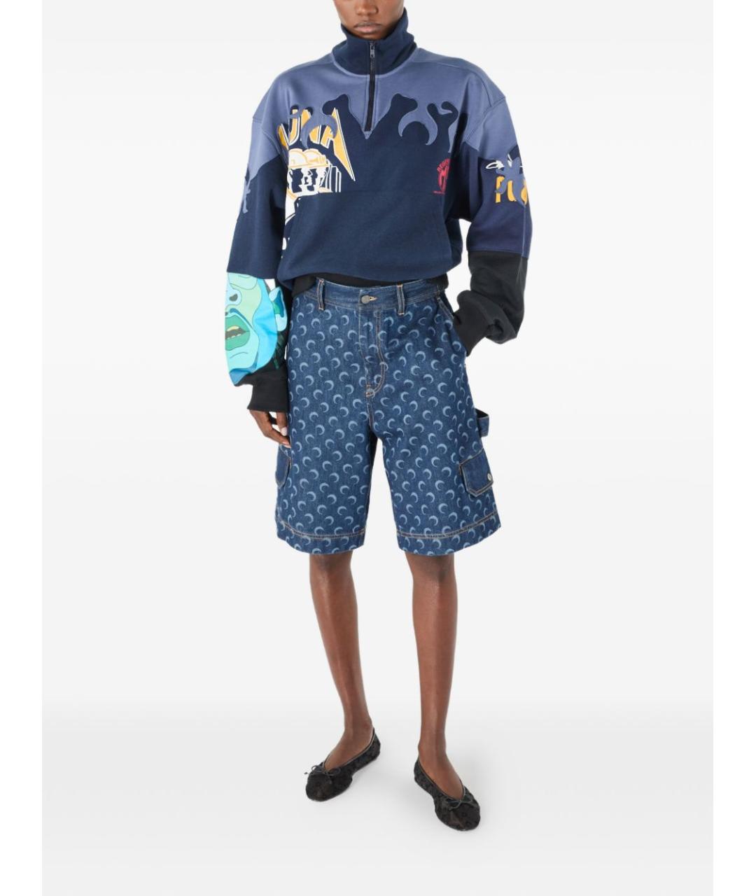 MARINE SERRE Синие хлопковые шорты, фото 5