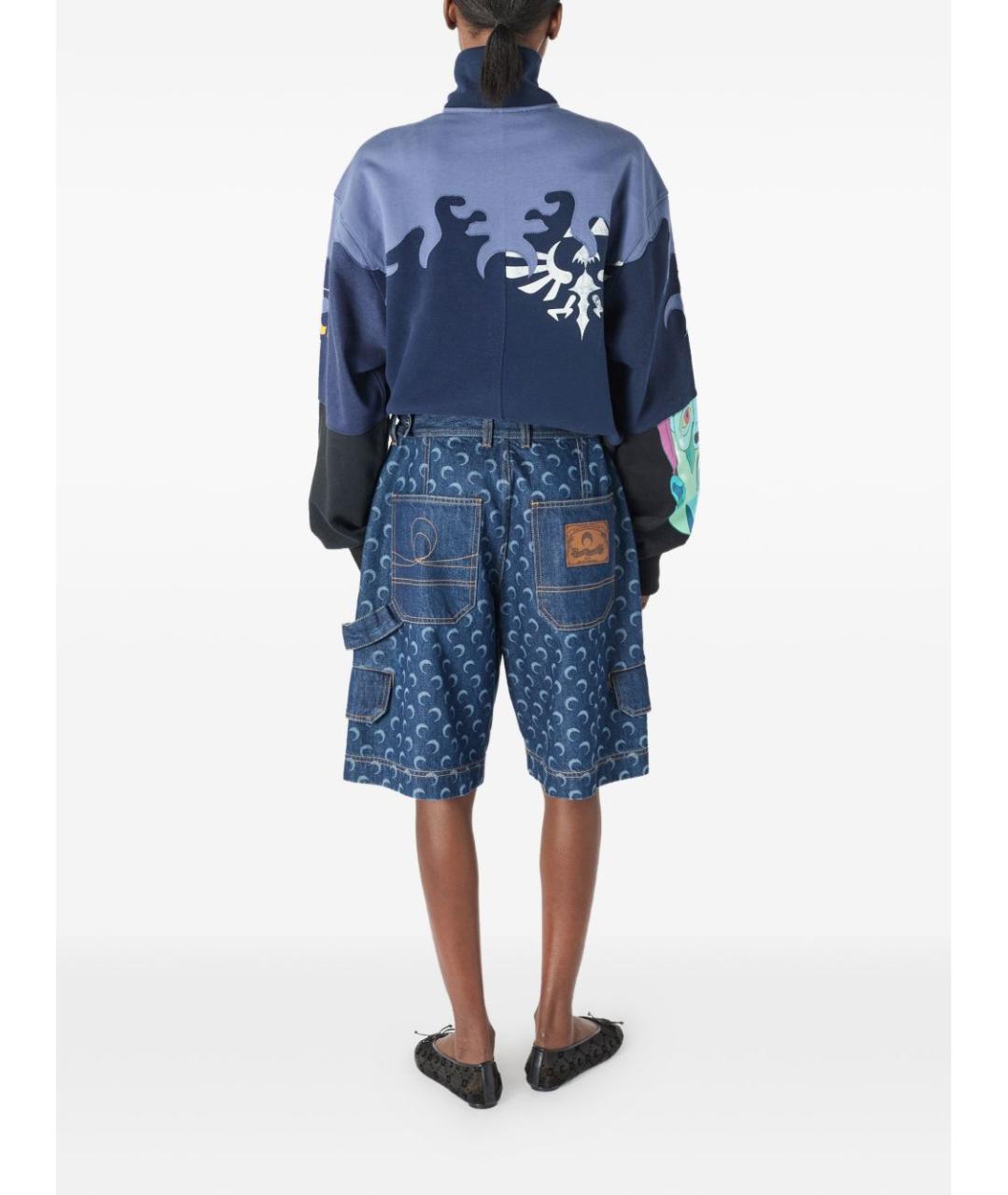 MARINE SERRE Синие хлопковые шорты, фото 2