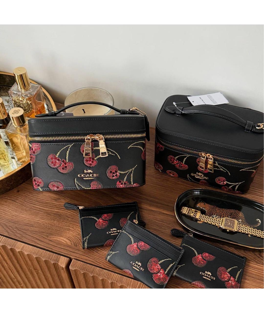 COACH Черная кожаная косметичка, фото 3