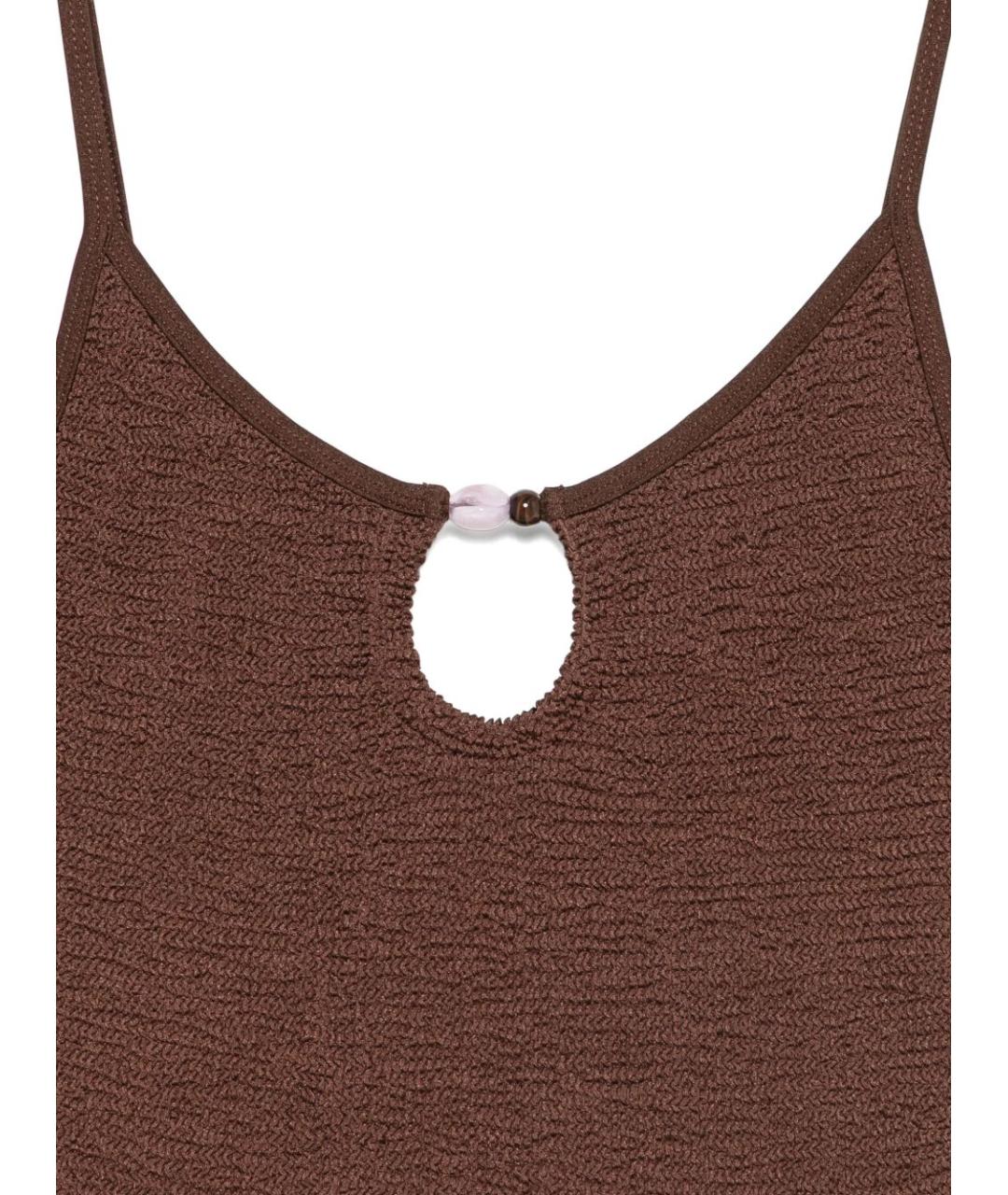 HUNZA G Коричневый полиамидовый купальник, фото 3