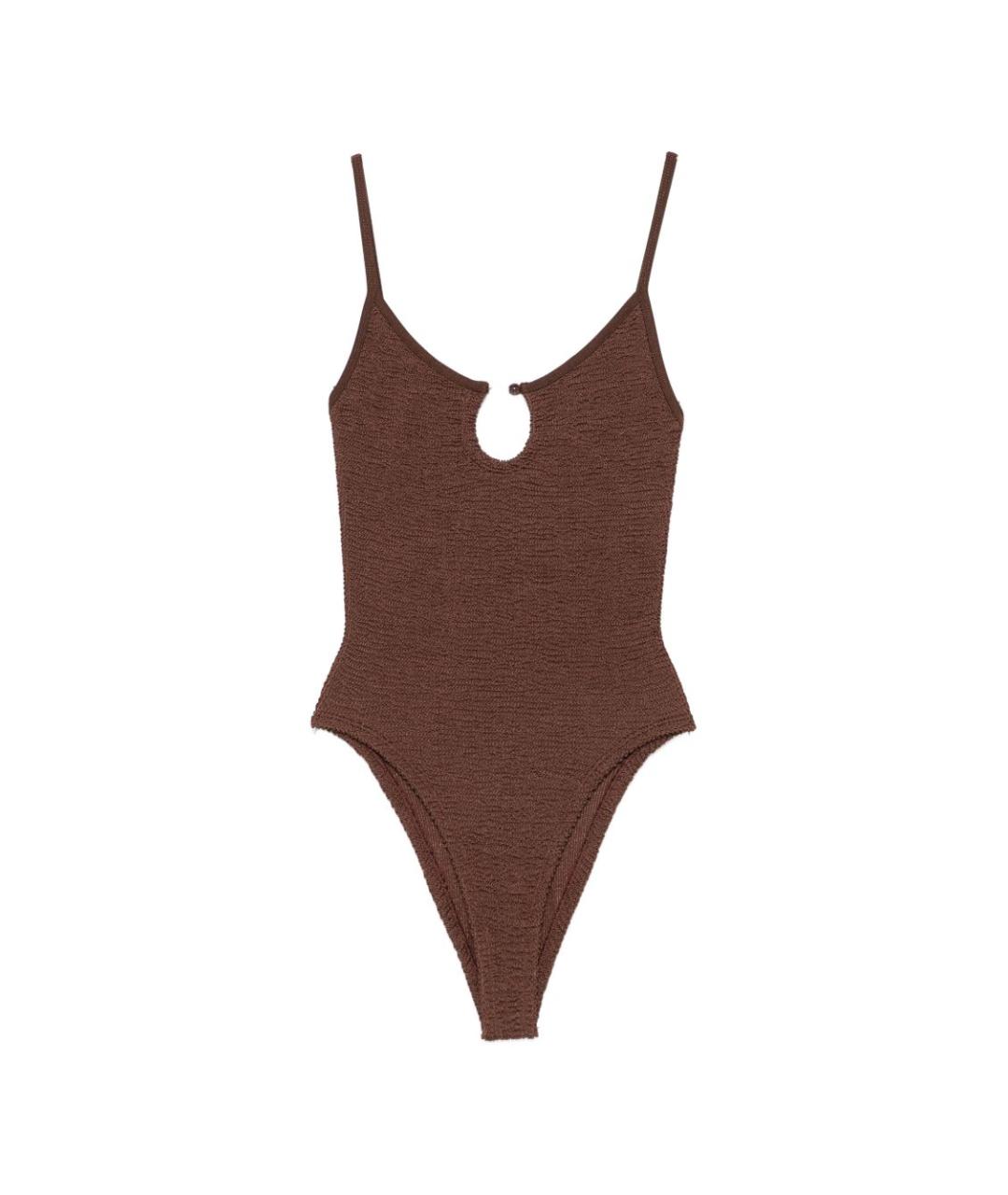 HUNZA G Коричневый полиамидовый купальник, фото 1