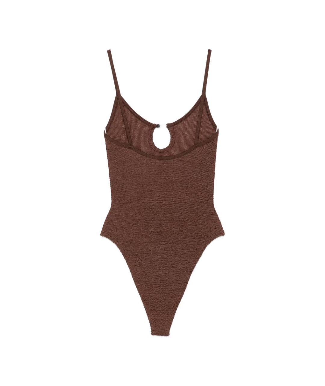 HUNZA G Коричневый полиамидовый купальник, фото 2