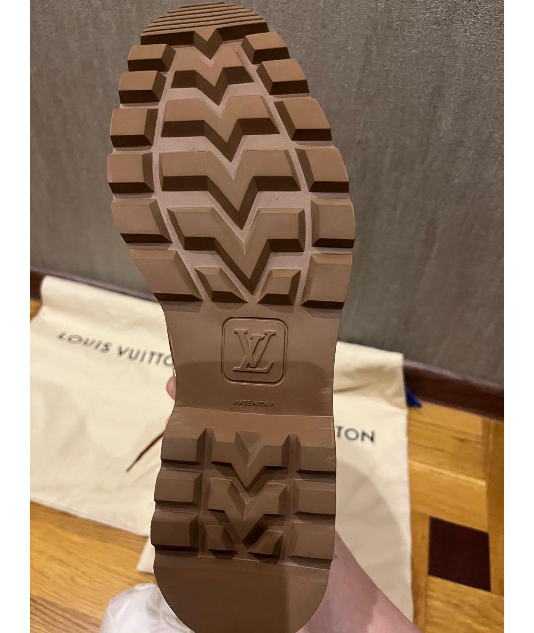 LOUIS VUITTON Бежевые нубуковые низкие ботинки, фото 6