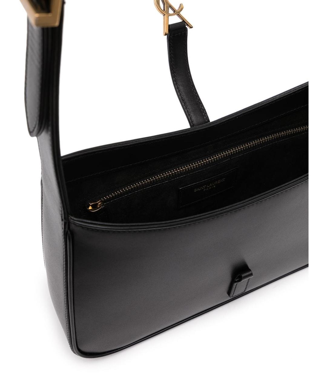 SAINT LAURENT Черная кожаная сумка через плечо, фото 5