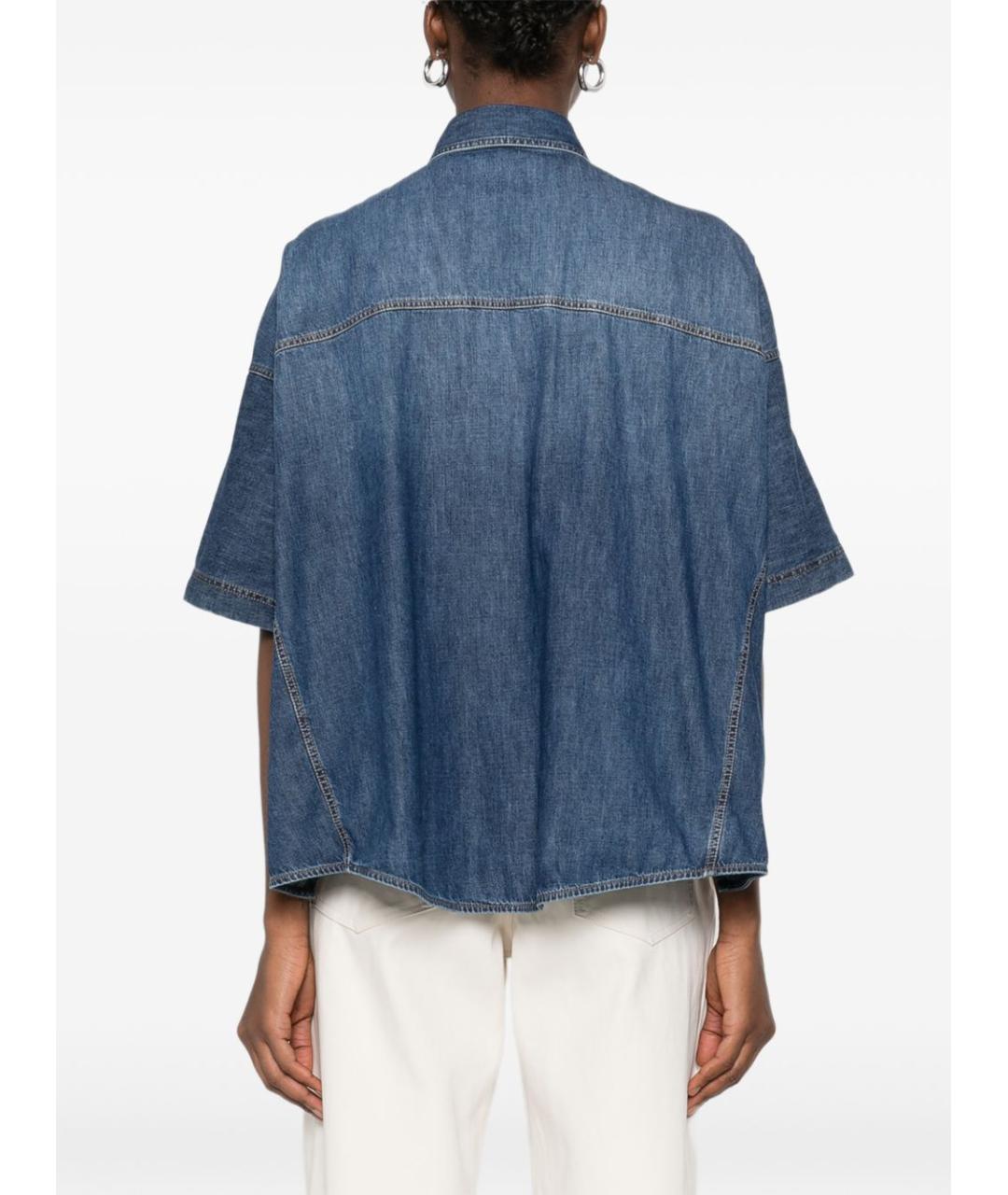 BRUNELLO CUCINELLI Синяя хлопковая рубашка, фото 5
