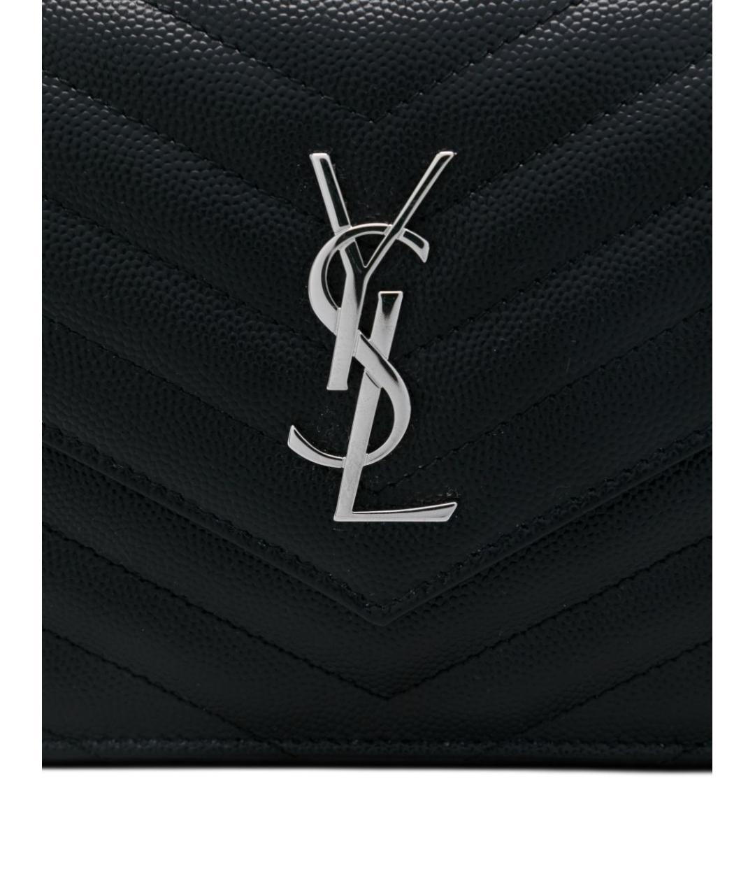 SAINT LAURENT Черная кожаная сумка через плечо, фото 5