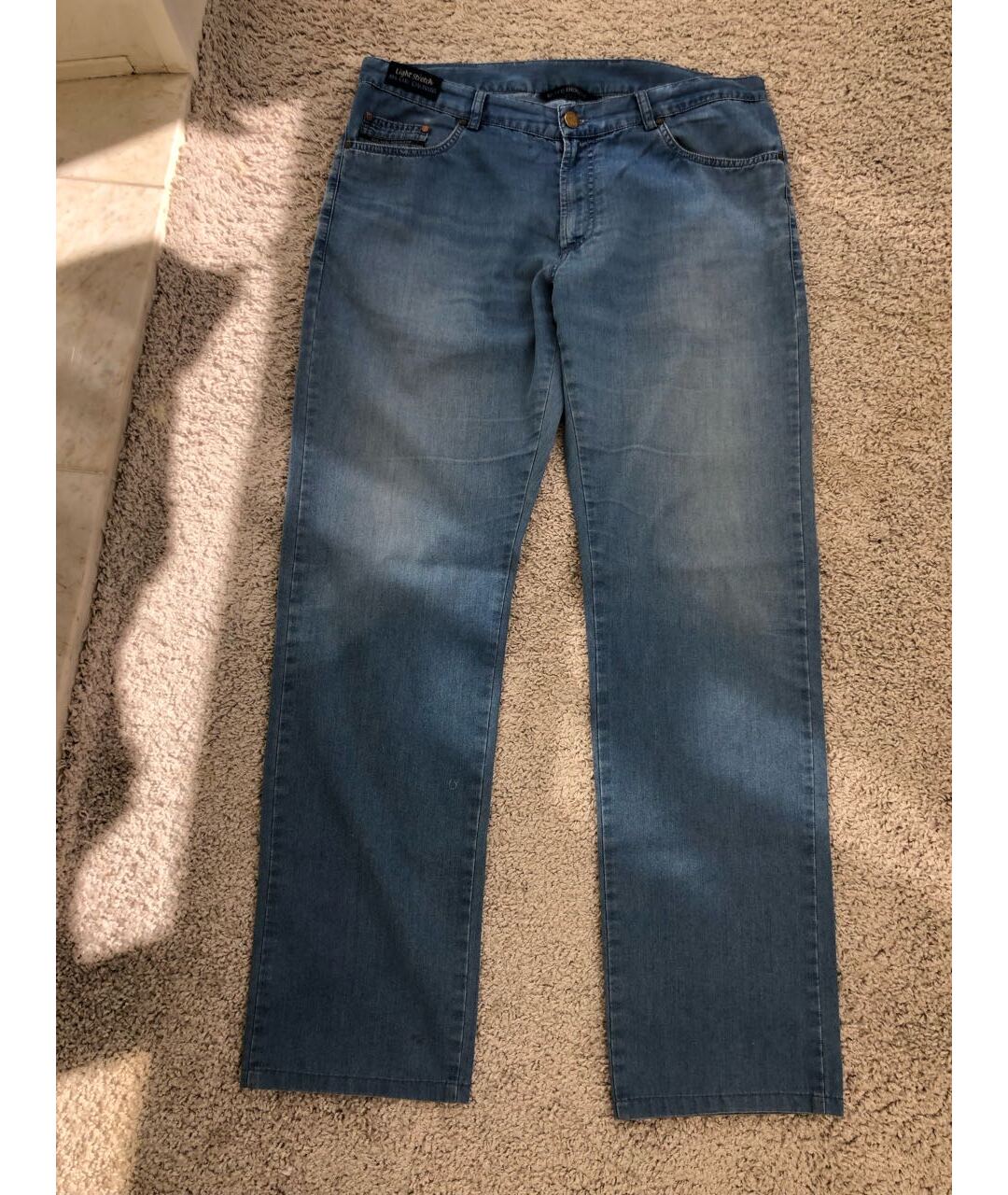PAUL & SHARK Голубые хлопко-полиэстеровые прямые джинсы, фото 9