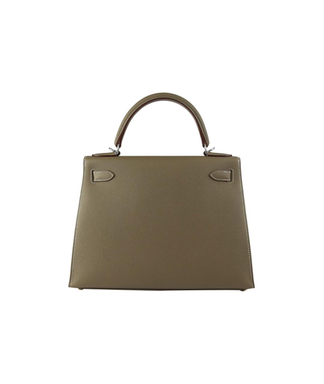 HERMES Серая кожаная сумка с короткими ручками, фото 3