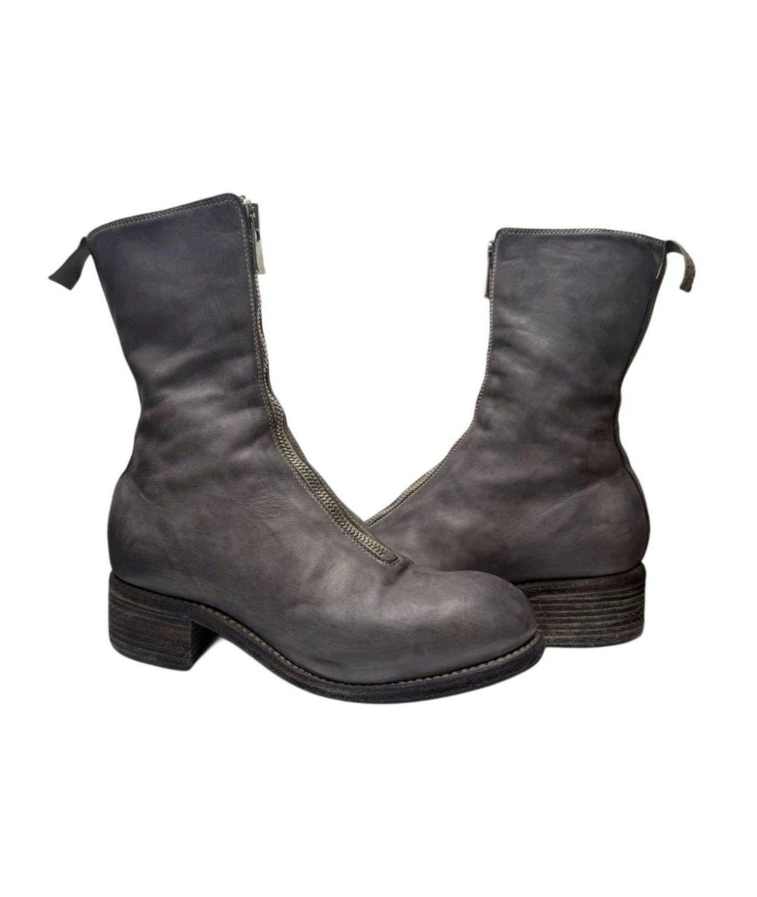 GUIDI Серые кожаные полусапоги, фото 5