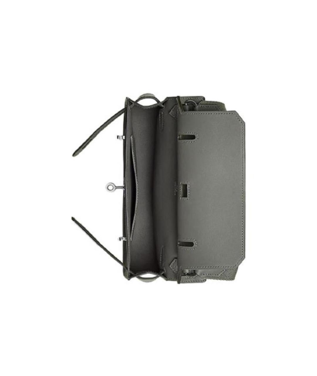 HERMES Серая кожаная сумка через плечо, фото 4