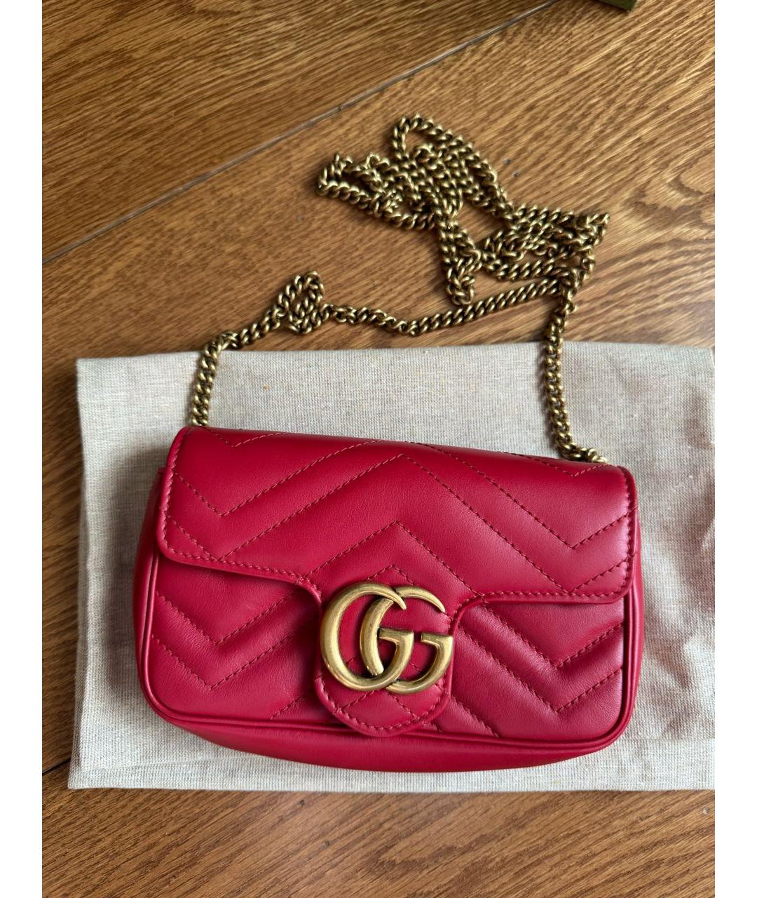 GUCCI Красная кожаная сумка через плечо, фото 9