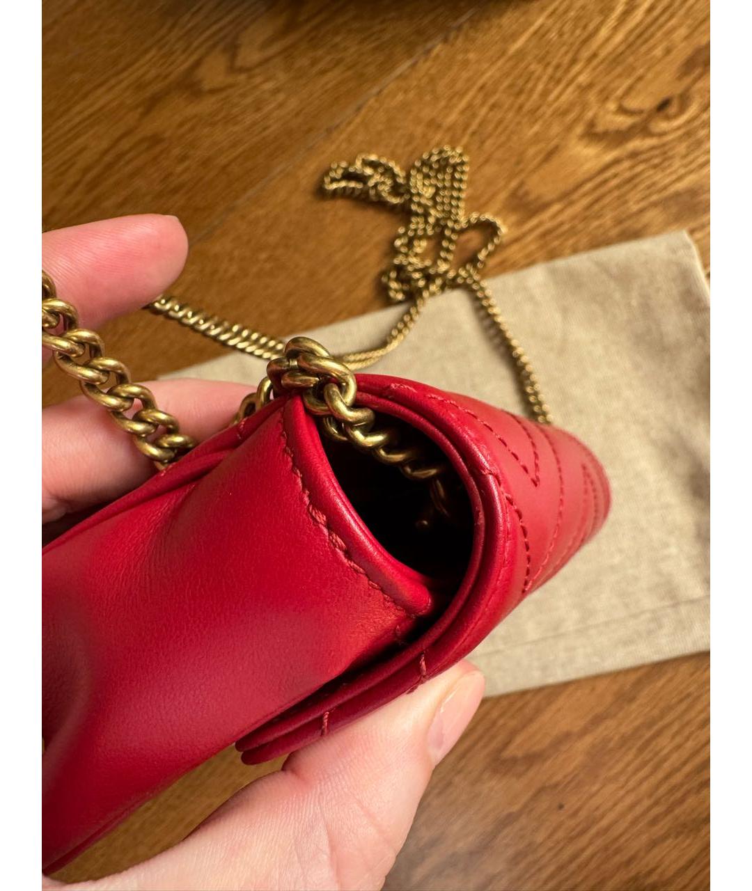 GUCCI Красная кожаная сумка через плечо, фото 4