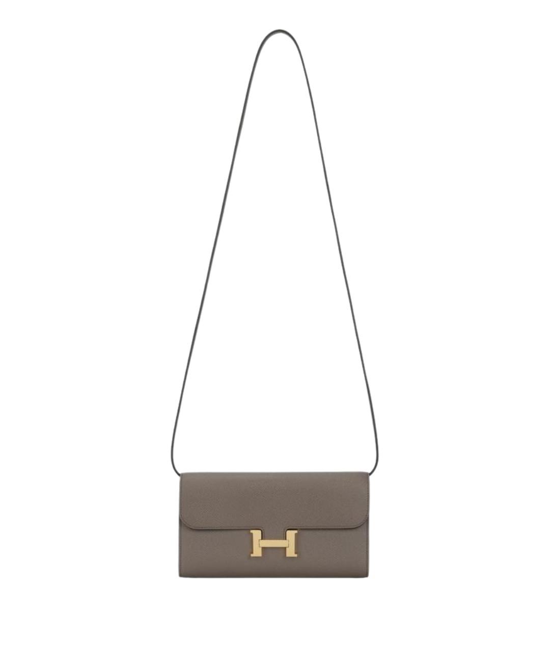 HERMES Серая кожаная сумка через плечо, фото 1