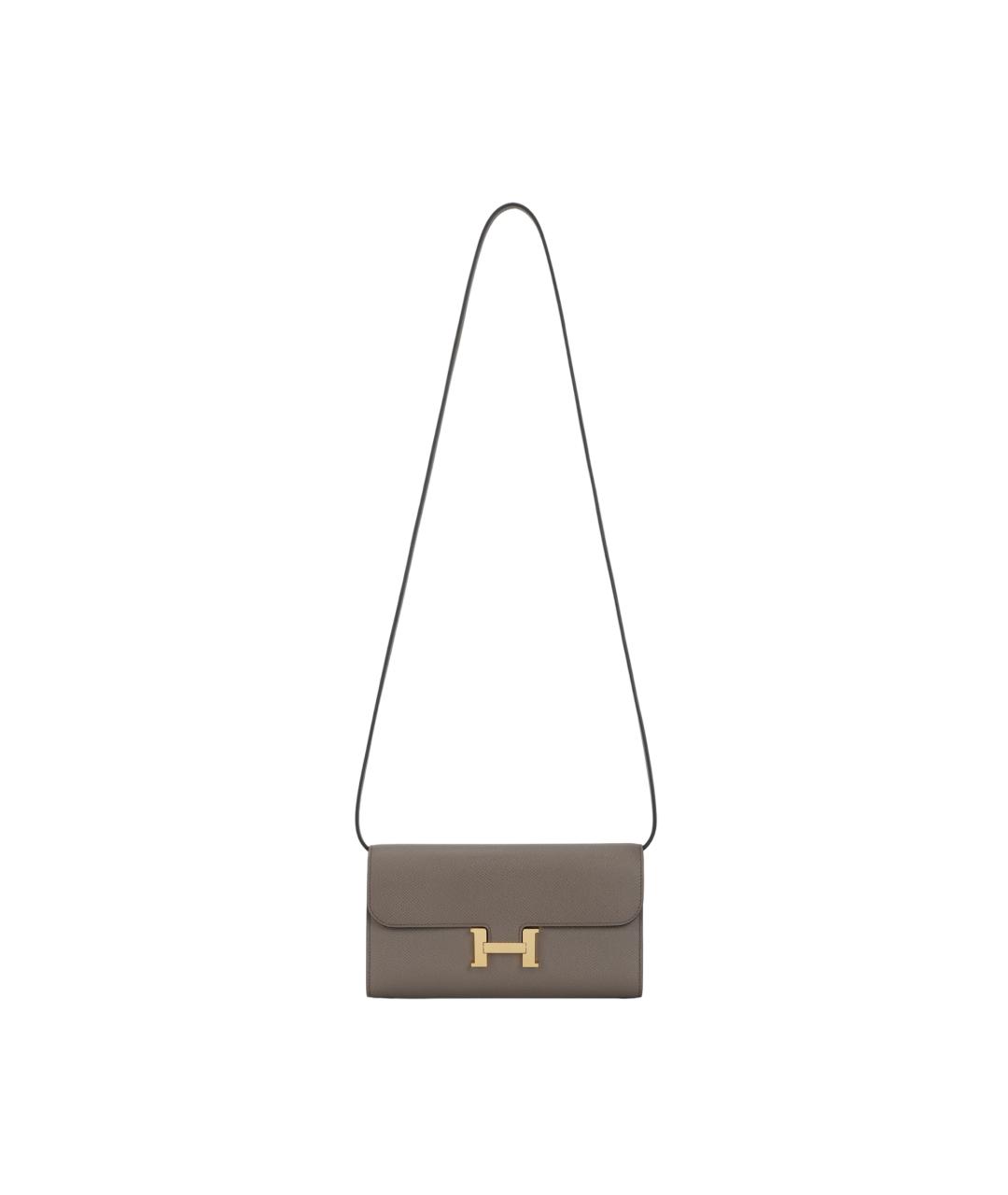 HERMES Серая кожаная сумка через плечо, фото 5