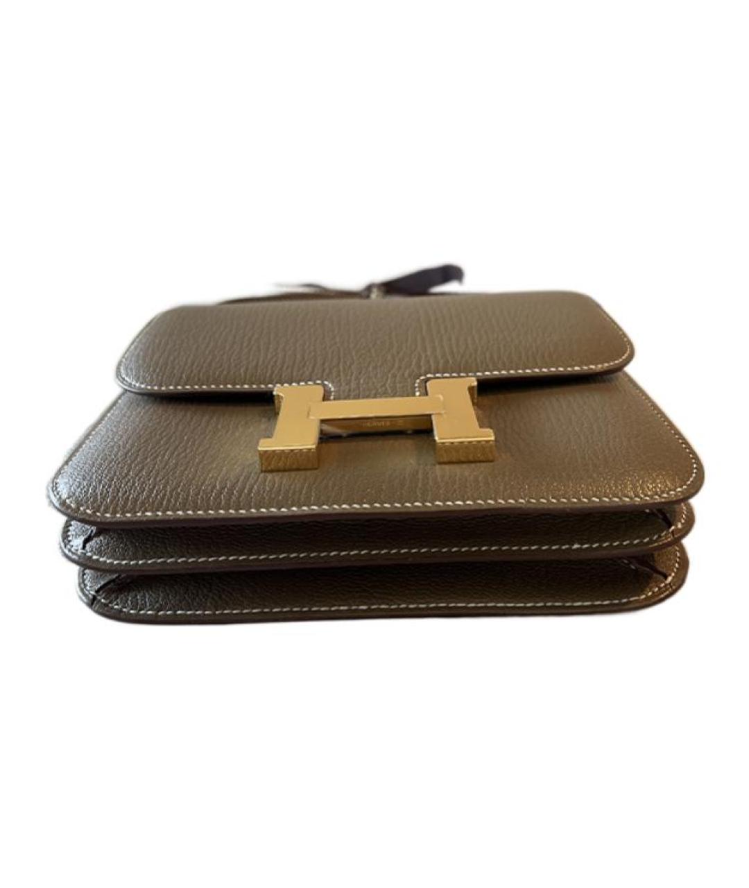 HERMES Серая кожаная сумка через плечо, фото 4