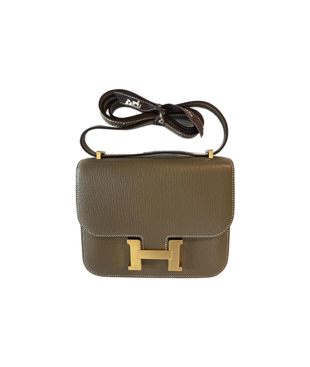 HERMES Серая кожаная сумка через плечо, фото 6