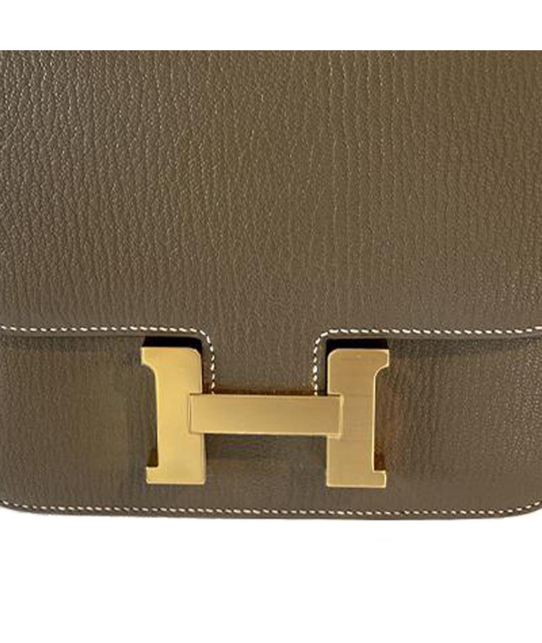 HERMES Серая кожаная сумка через плечо, фото 5