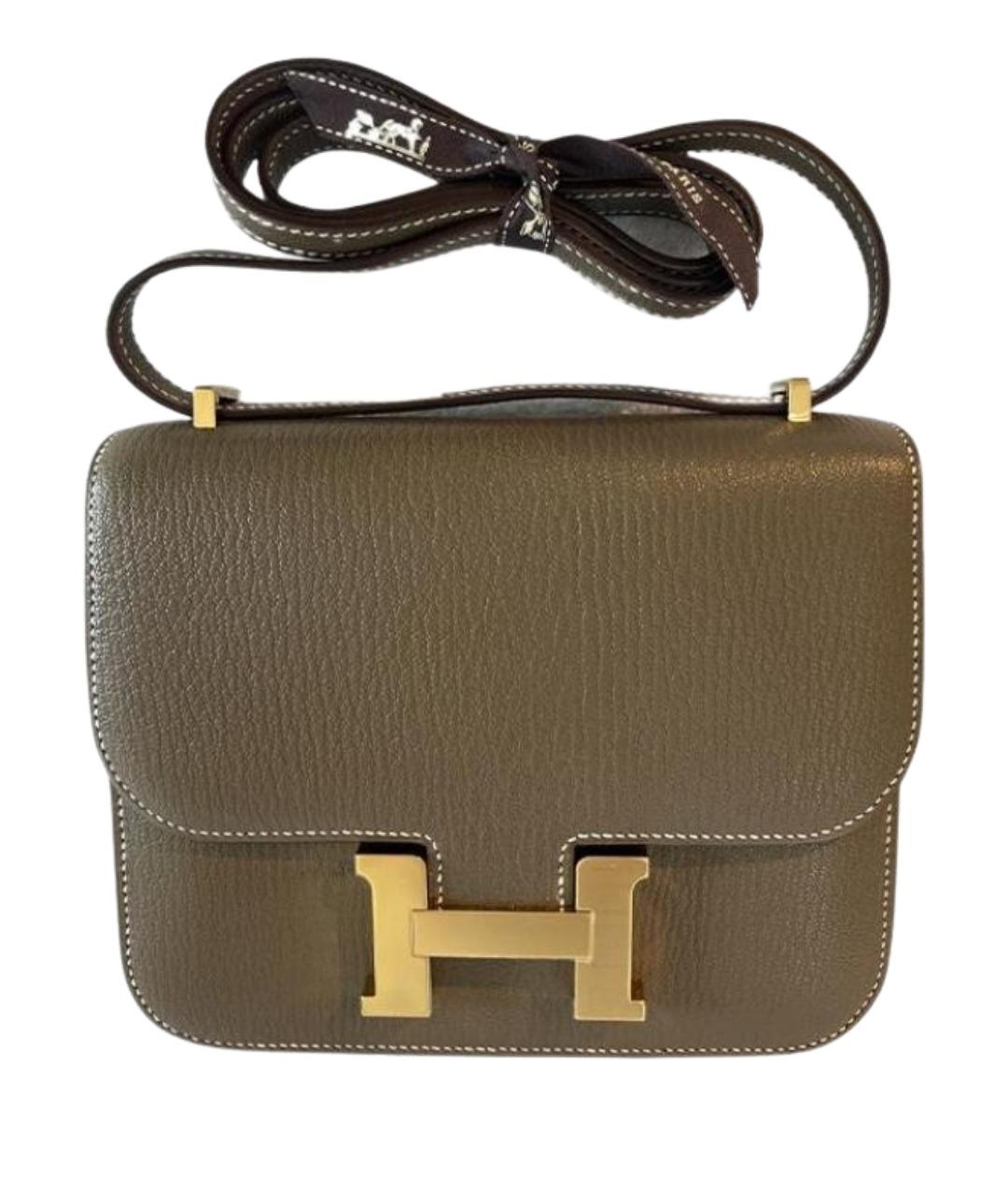 HERMES Серая кожаная сумка через плечо, фото 1