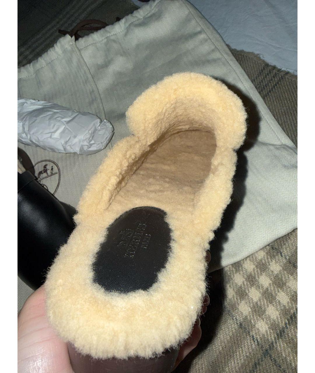 HERMES Черные кожаные мюли, фото 5