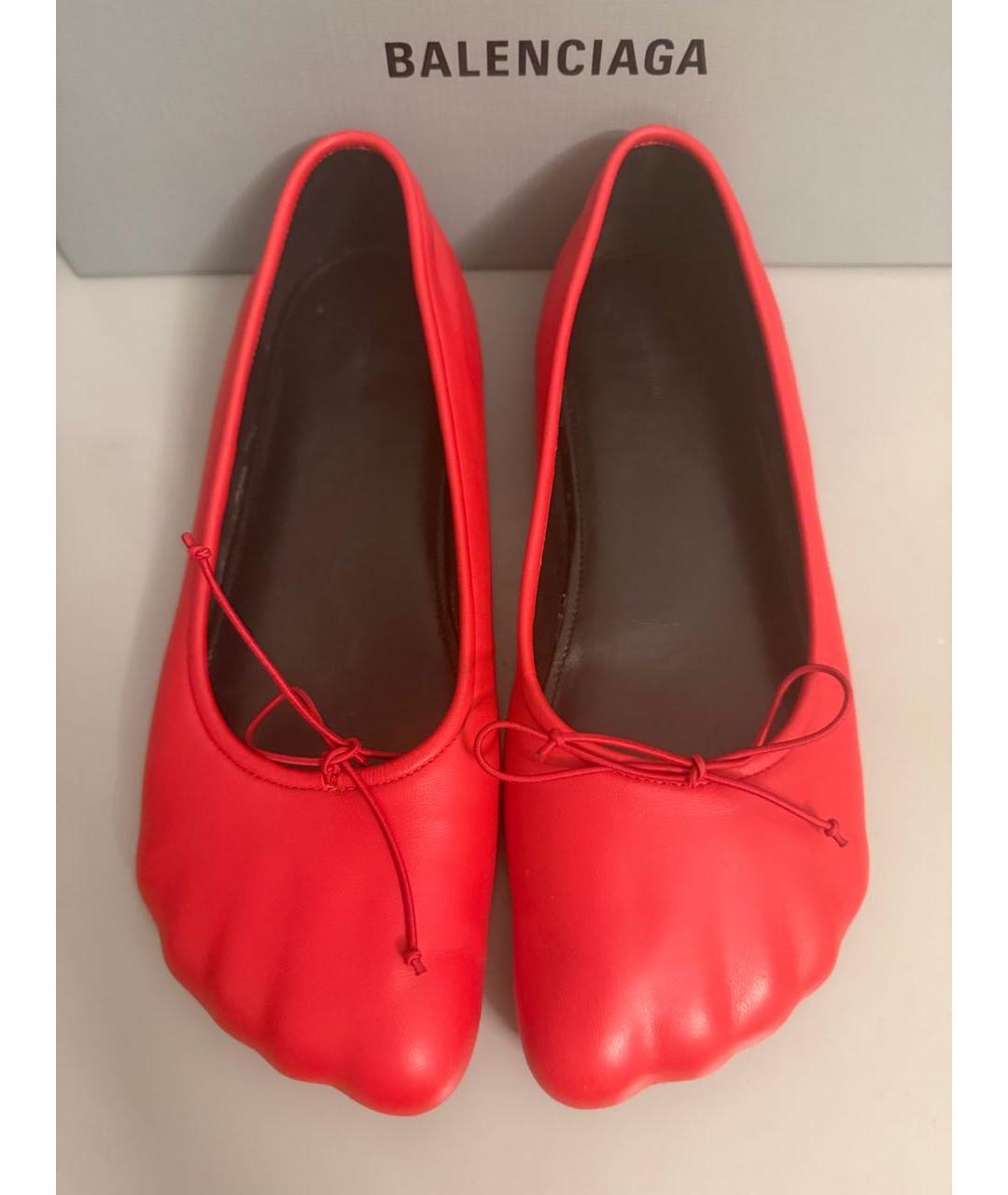 BALENCIAGA Красные кожаные балетки, фото 3