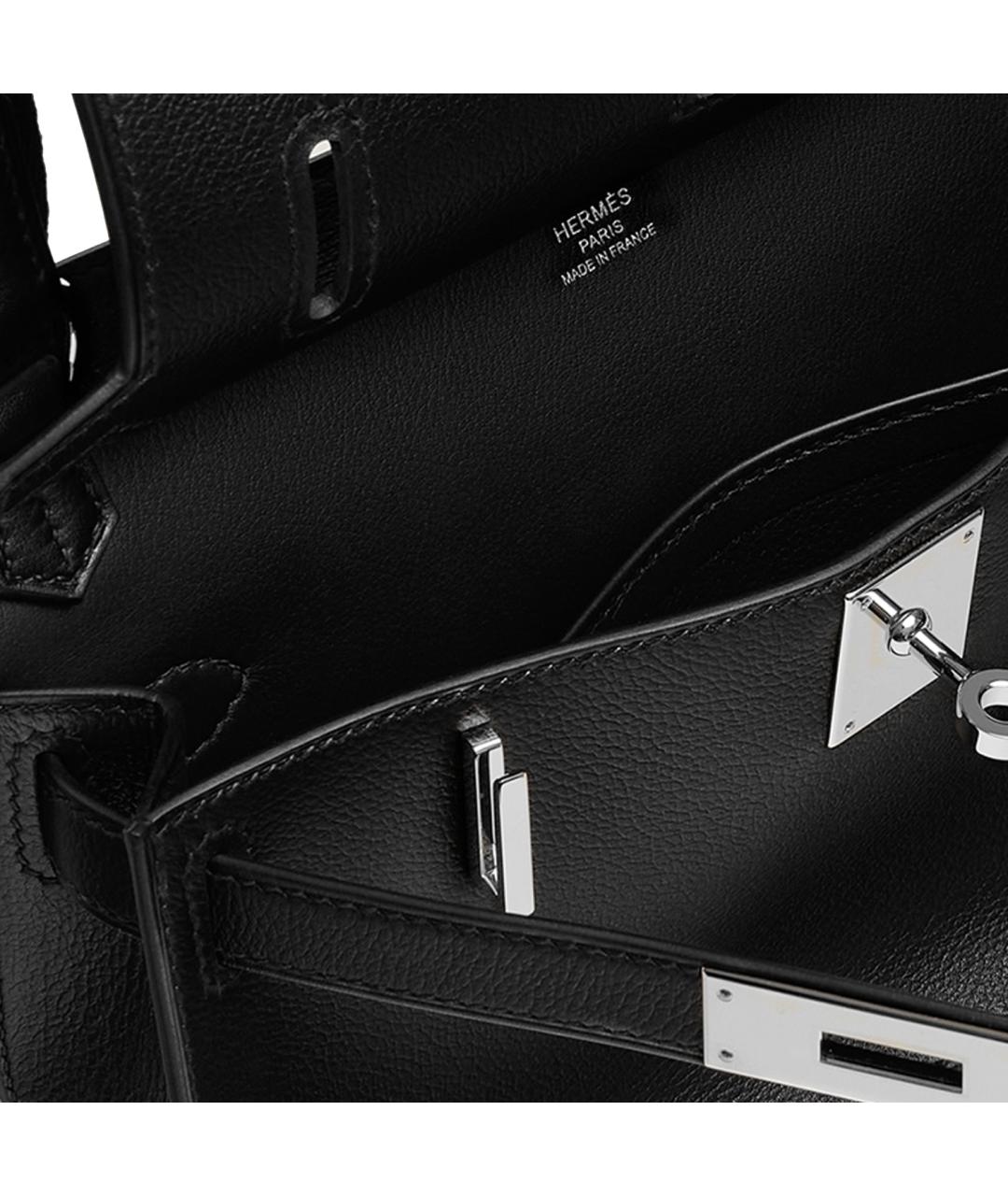 HERMES Черная кожаная сумка через плечо, фото 4