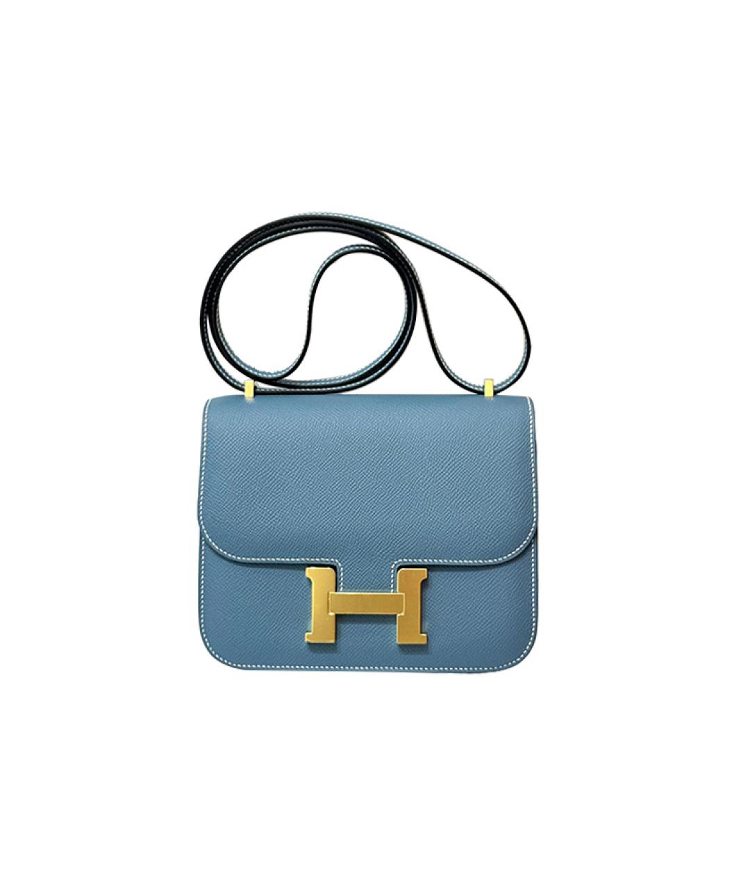 HERMES Голубая кожаная сумка через плечо, фото 6