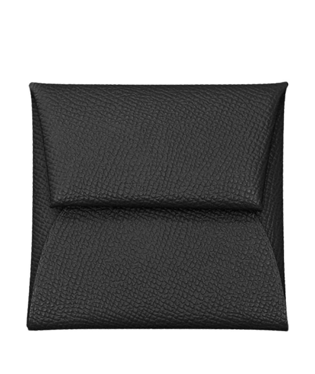 HERMES Черный кожаный кошелек, фото 1