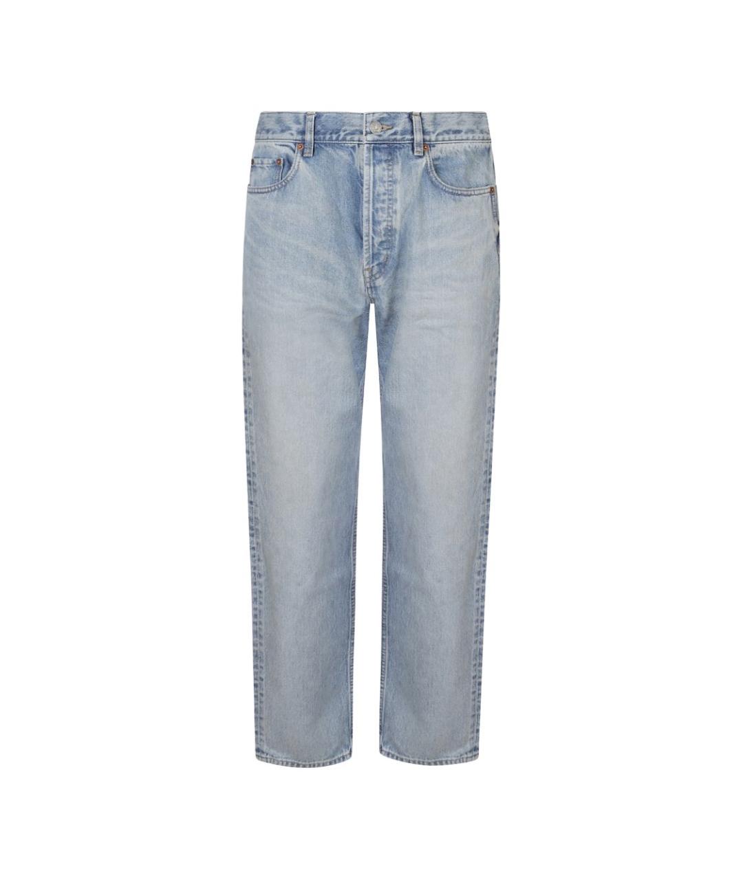 SAINT LAURENT Голубые хлопковые прямые джинсы, фото 1