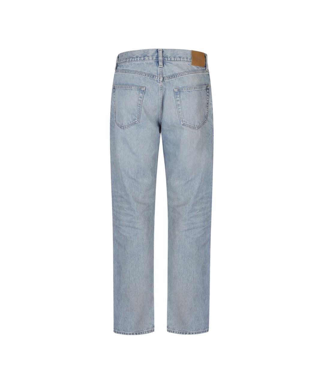 SAINT LAURENT Голубые хлопковые прямые джинсы, фото 2