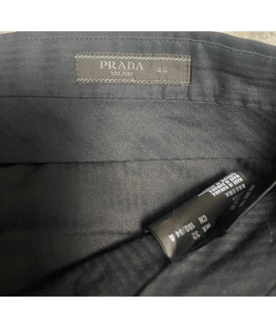 PRADA Черные шерстяные классические брюки, фото 5