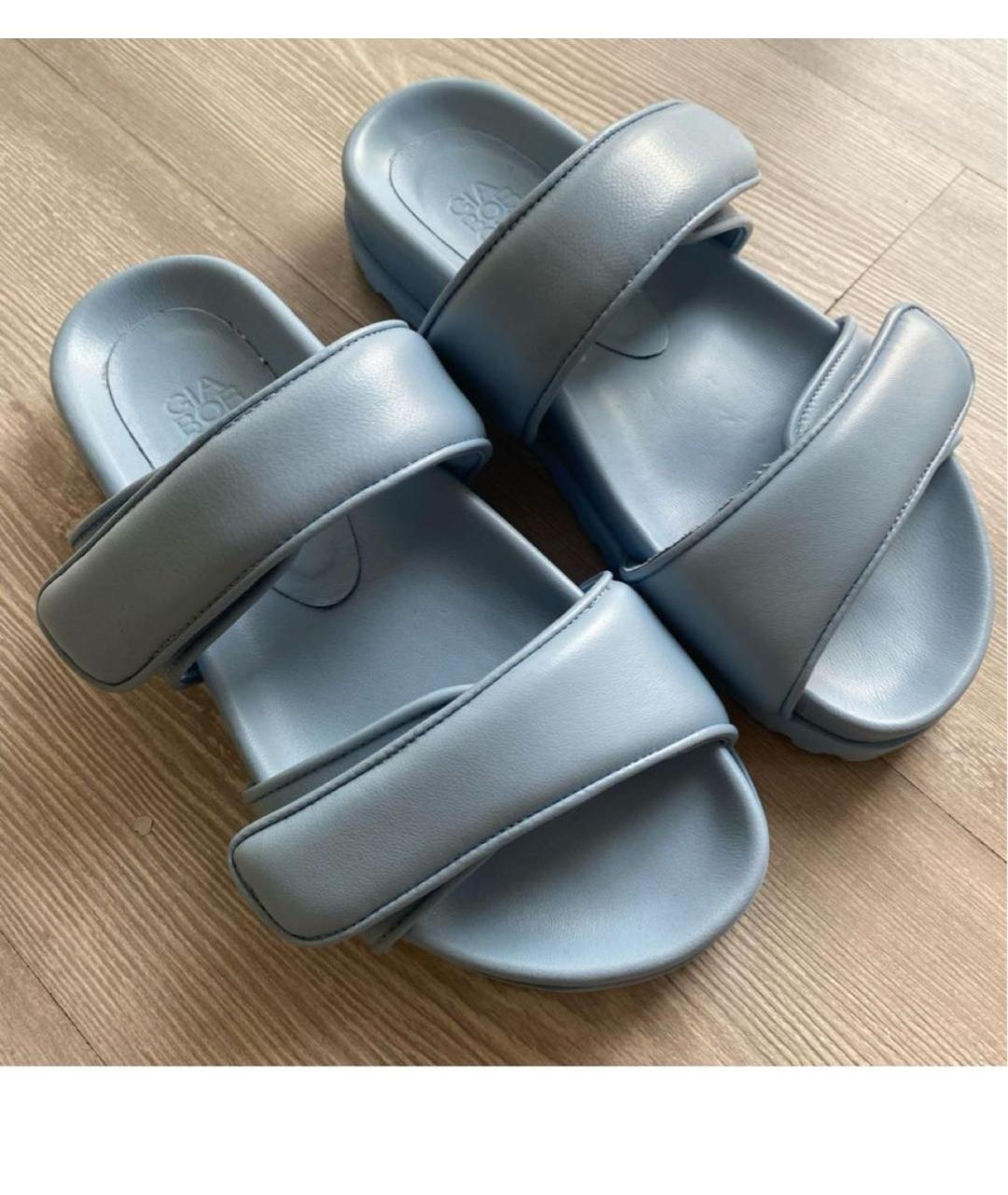 GIABORGHINI Голубые кожаные шлепанцы, фото 2