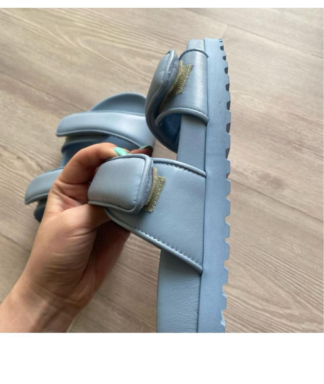 GIABORGHINI Голубые кожаные шлепанцы, фото 4