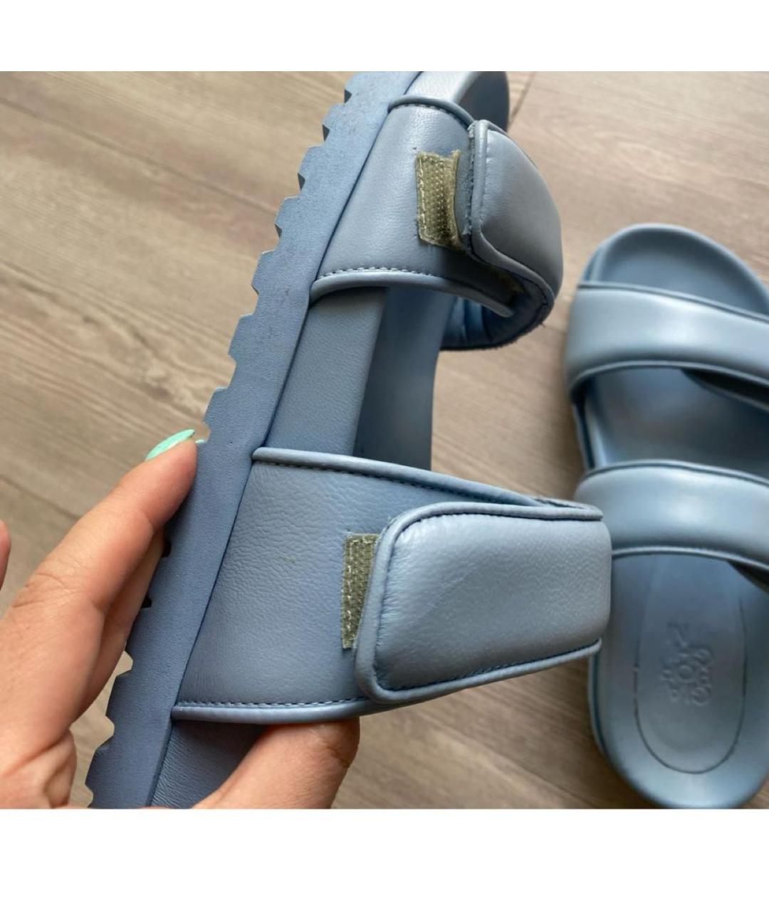 GIABORGHINI Голубые кожаные шлепанцы, фото 5