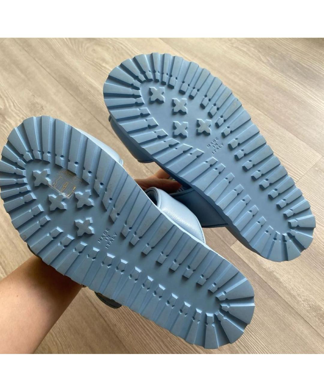 GIABORGHINI Голубые кожаные шлепанцы, фото 6