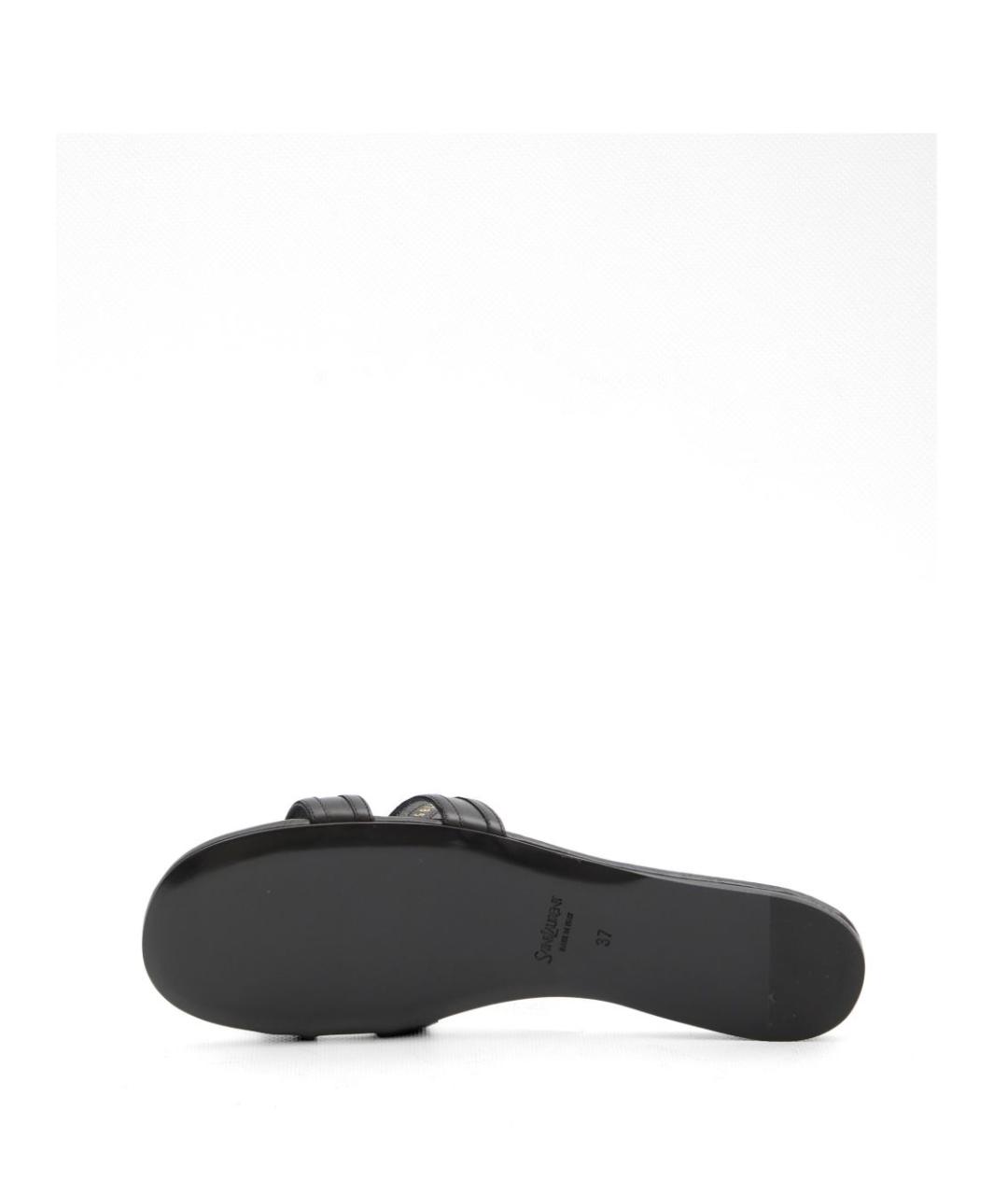 SAINT LAURENT Черные кожаные шлепанцы, фото 3