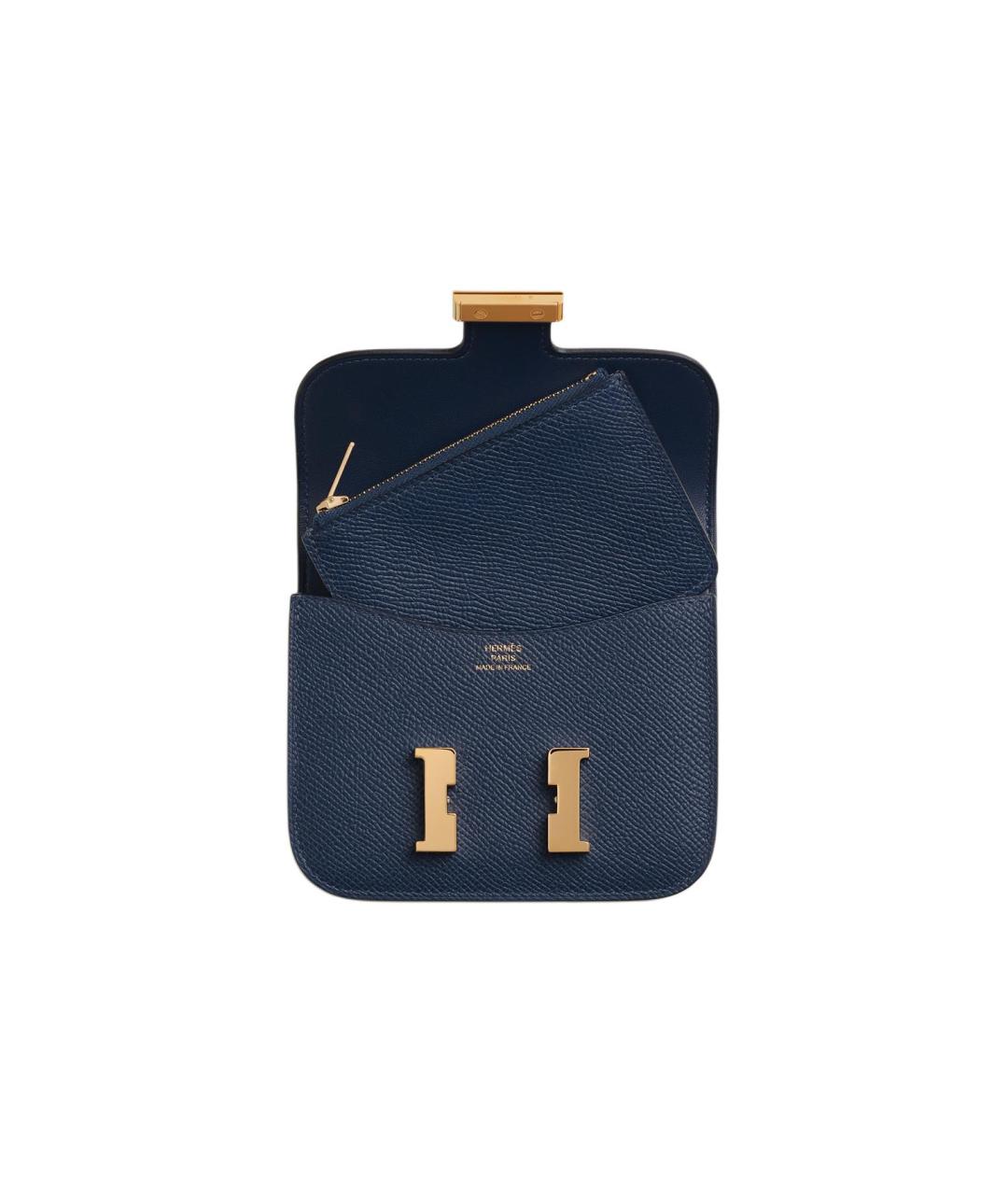 HERMES Синяя кожаная поясная сумка, фото 3