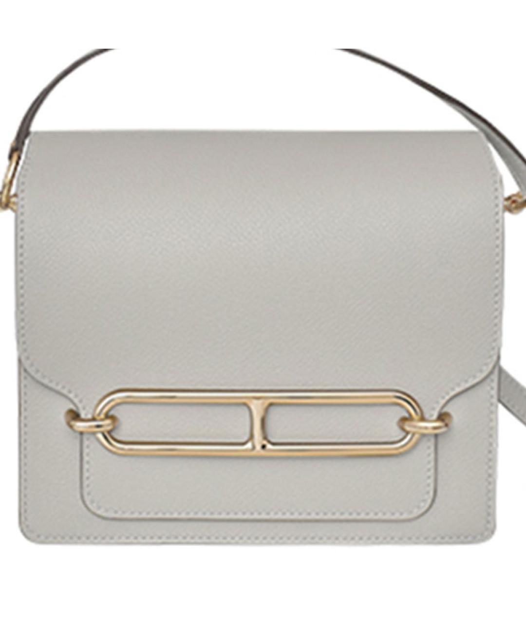 HERMES Серая кожаная сумка через плечо, фото 4