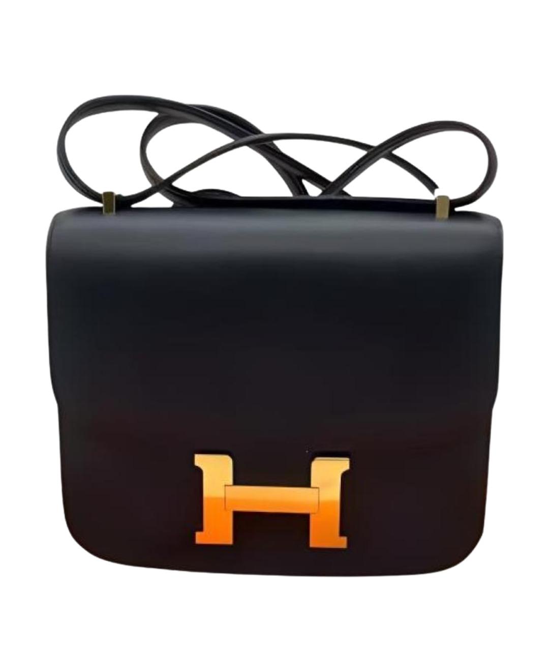 HERMES Черная кожаная сумка через плечо, фото 1