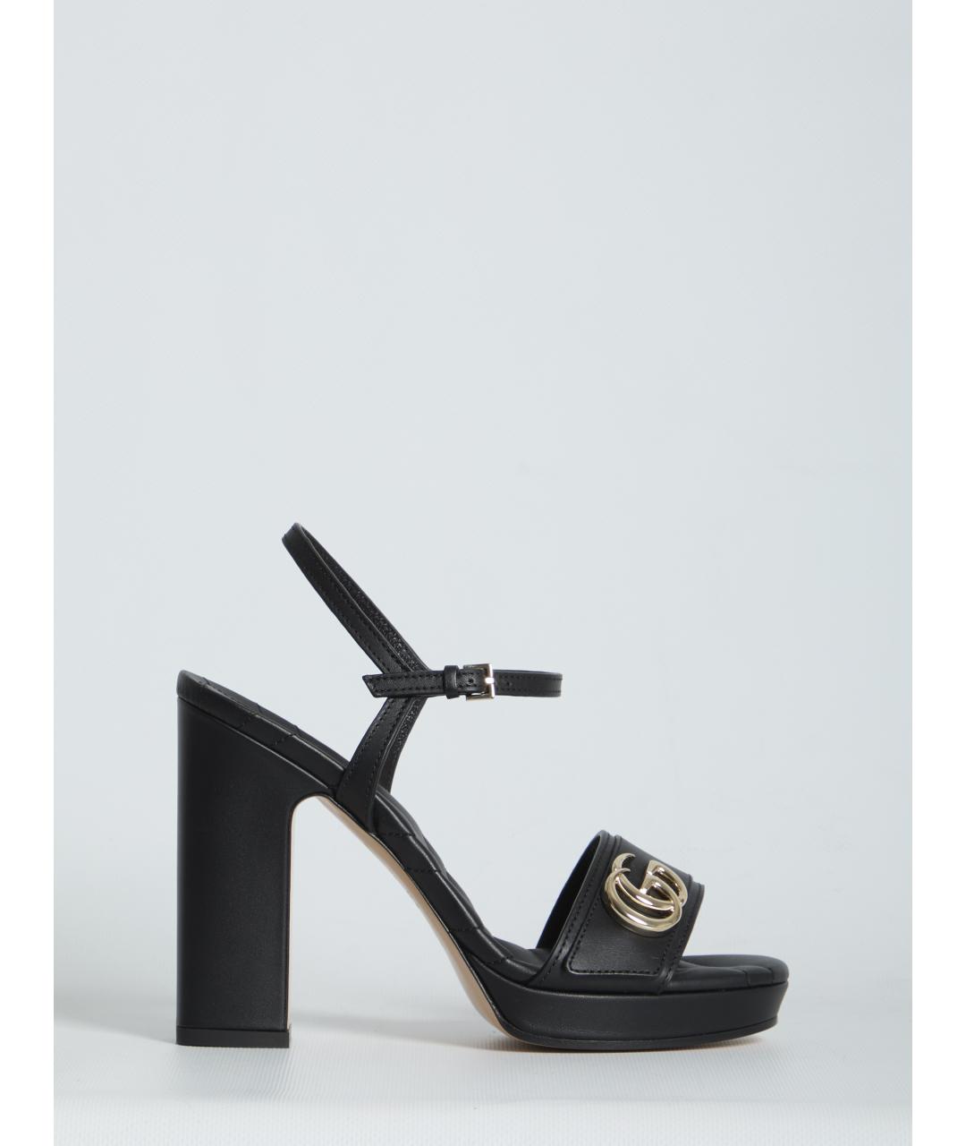 GUCCI Черные кожаные босоножки, фото 6