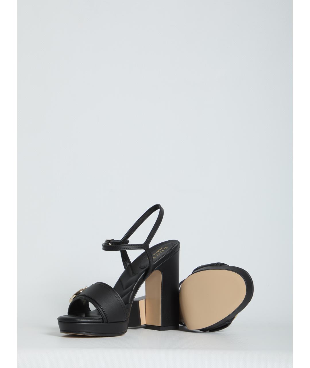 GUCCI Черные кожаные босоножки, фото 5