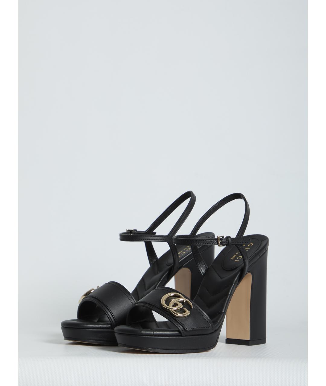 GUCCI Черные кожаные босоножки, фото 2