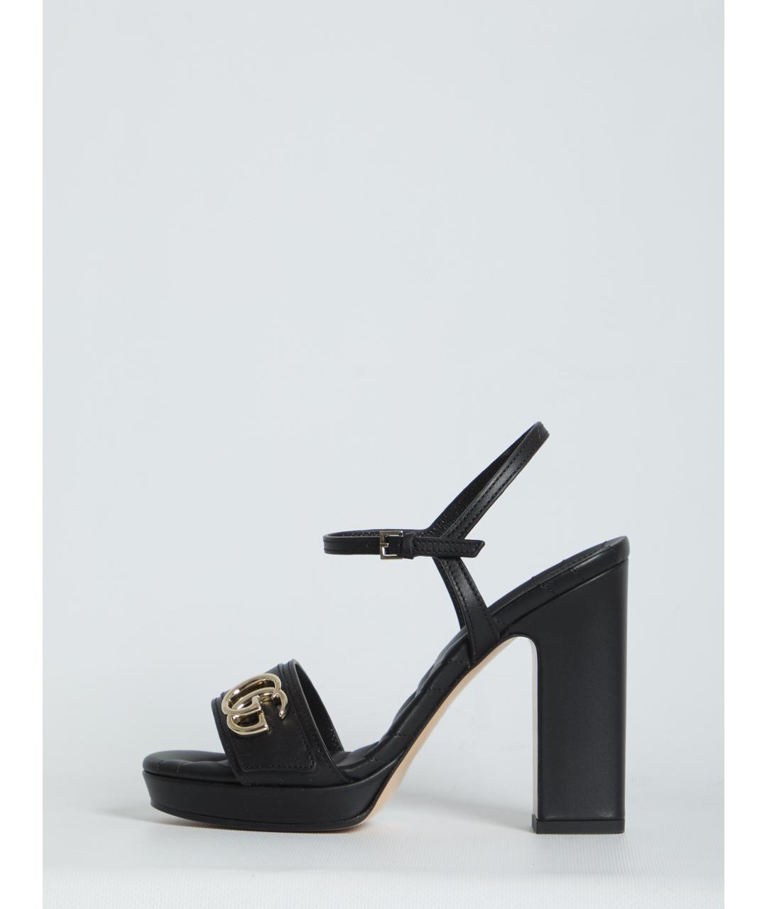 GUCCI Черные кожаные босоножки, фото 4