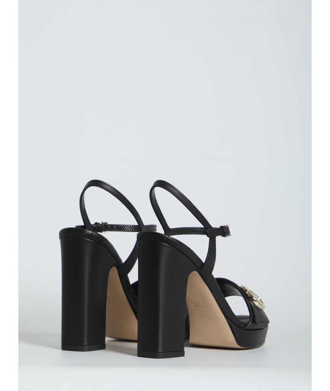 GUCCI Черные кожаные босоножки, фото 3