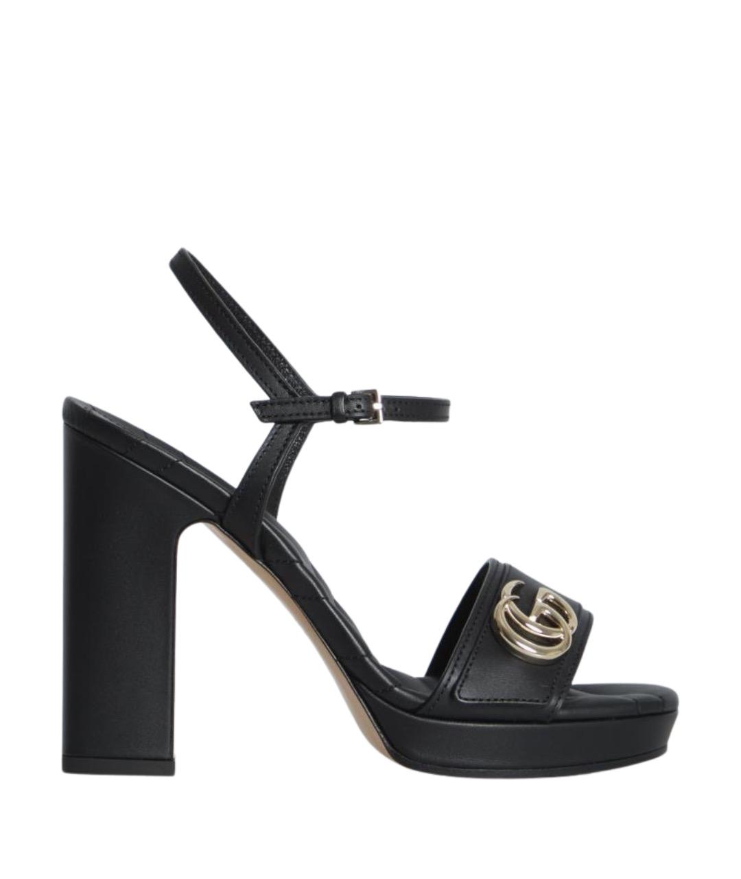 GUCCI Черные кожаные босоножки, фото 1