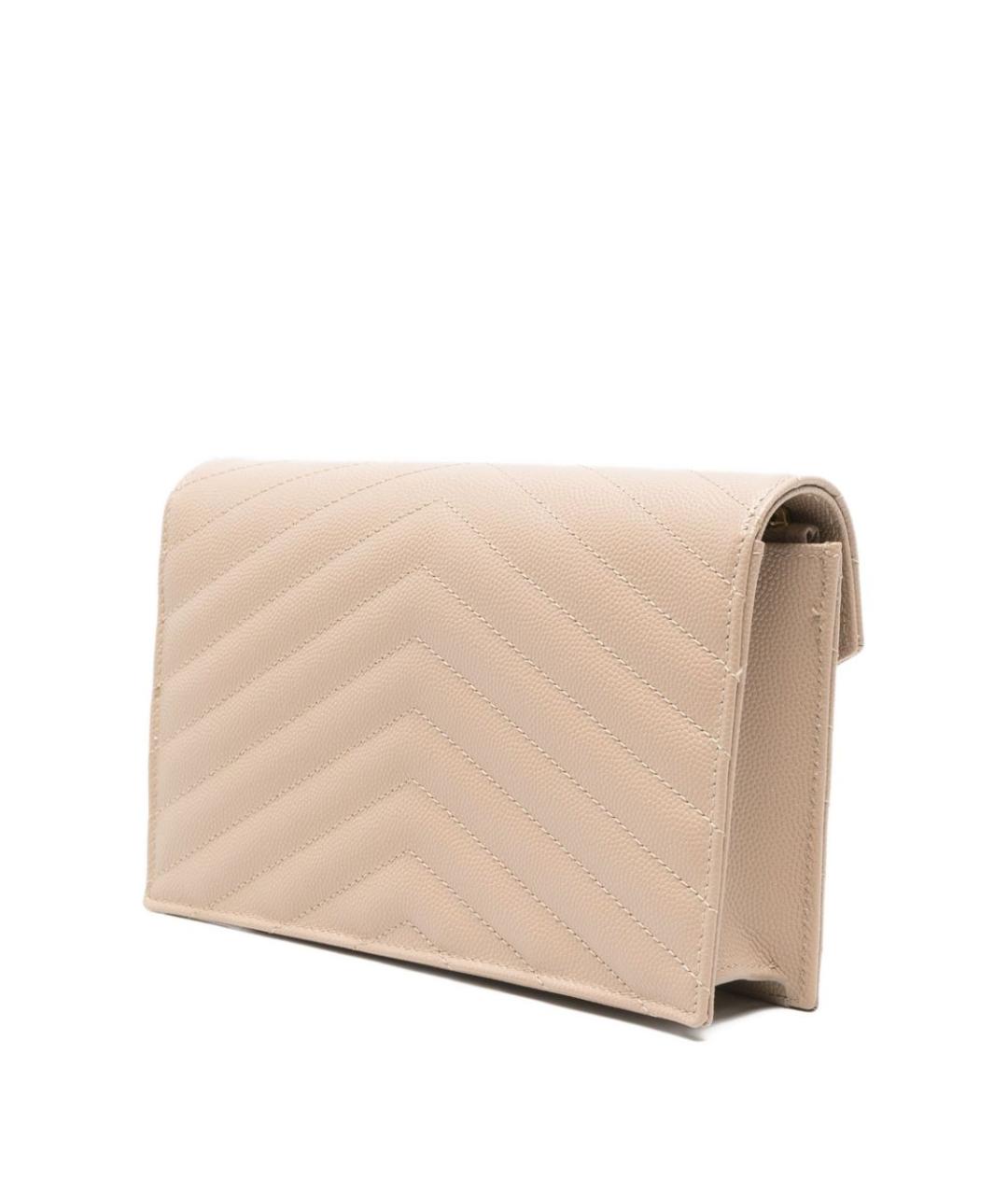 SAINT LAURENT Бежевая кожаная сумка через плечо, фото 5