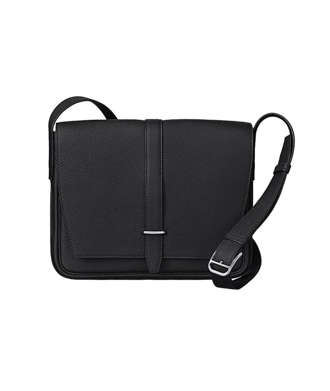 HERMES Черная кожаная сумка на плечо, фото 1