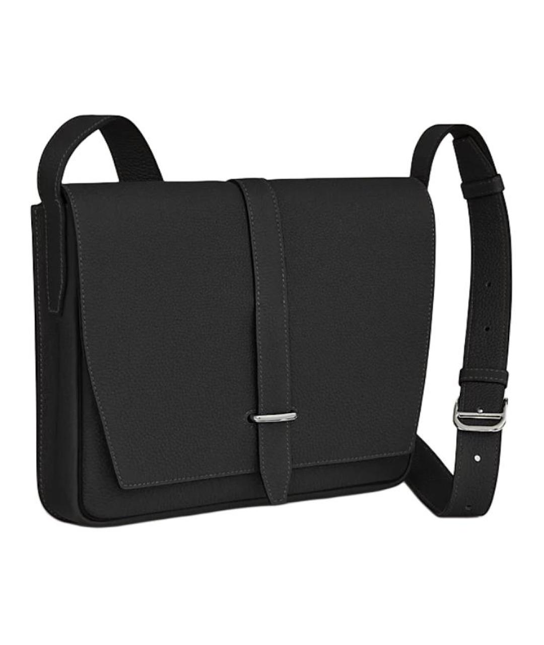 HERMES Черная кожаная сумка на плечо, фото 2